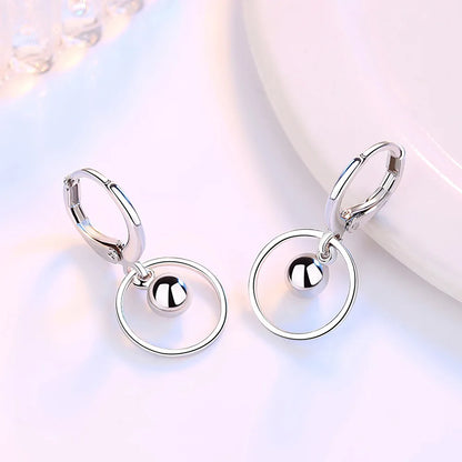 Genuine 925 Sterling Silver Lady's New Jewelry Round Drop Earrings XY0085